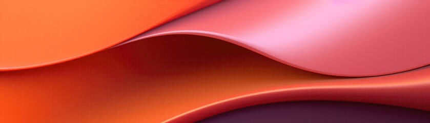 Texture Orange Pink Paper Strict Smooth Curves Minimal Style Panoramic Banner. Generative AI