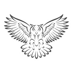 owl vector logo design. the owl spreads its wings