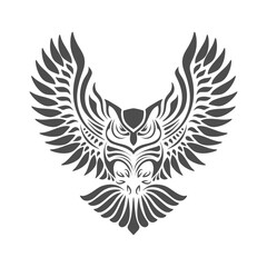 owl vector logo design. the owl spreads its wings
