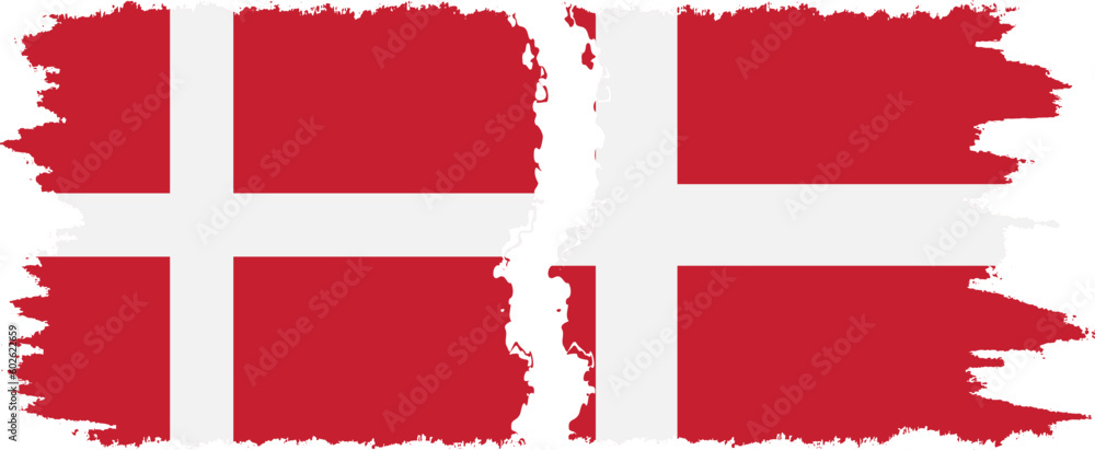 Wall mural Denmark and Denmark grunge flags connection vector