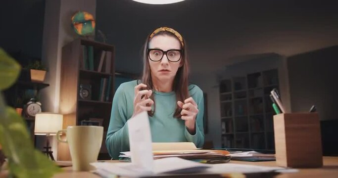 Woman receiving an expensive invoice