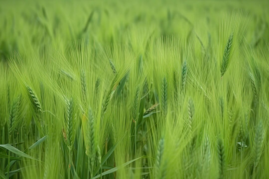 growing green wheat field detail view