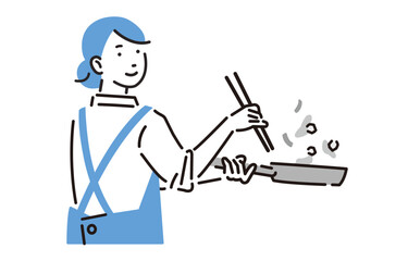 料理をする家事代行スタッフの女性