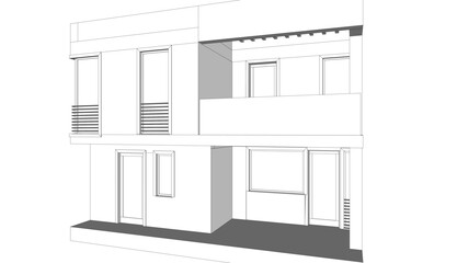 Modern house building architectural 3d illustration
