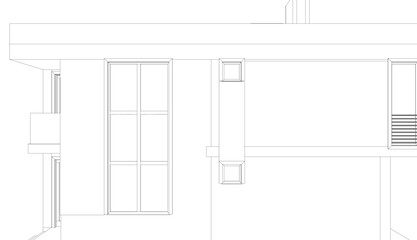 Modern house building architectural 3d illustration