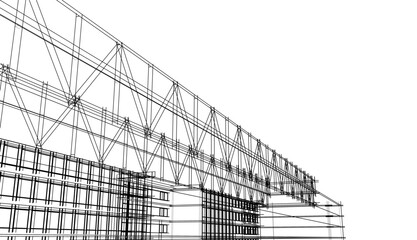Obraz premium Modern house building architectural 3d illustration