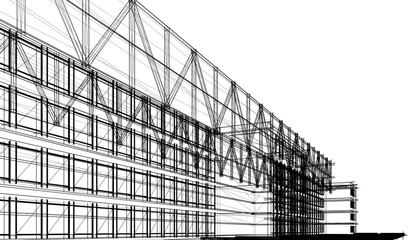 Obraz premium Modern house building architectural 3d illustration