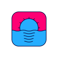 Filled outline Sunrise icon isolated on white background. Vector