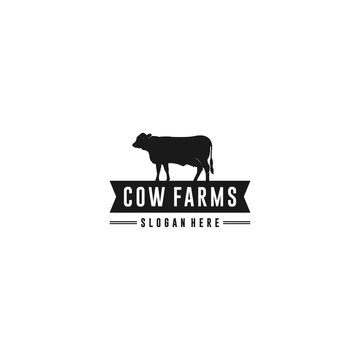 cow farm logo template vector in white background