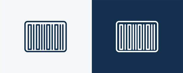 bar code icon. Outline bar code icon from delivery and logistics collection. linear vector isolated on white and dark blue background. Editable bar code symbol.