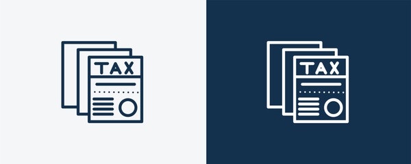 tax free icon. Outline tax free icon from delivery and logistics collection. linear vector isolated on white and dark blue background. Editable tax free symbol.