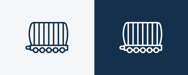 cargo train icon. Outline cargo train icon from delivery and logistics collection. linear vector isolated on white and dark blue background. Editable cargo train symbol.