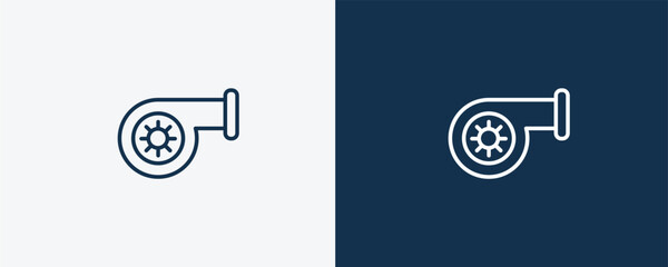 turbine icon. Outline turbine icon from electronic device and stuff collection. linear vector isolated on white and dark blue background. Editable turbine symbol.