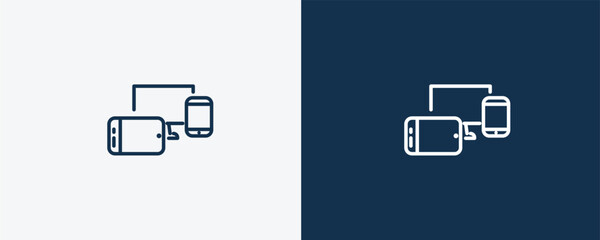 devices icon. Outline devices icon from electronic device and stuff collection. linear vector isolated on white and dark blue background. Editable devices symbol.