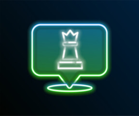 Glowing neon line Chess icon isolated on black background. Business strategy. Game, management, finance. Colorful outline concept. Vector