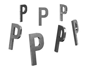 Metallic 3D Alphabet or Letter PNG Images - 7 Views in 1