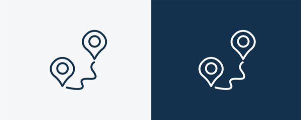 path icon. Outline path icon from social media marketing collection. Linear vector isolated on white and dark blue background. Editable path symbol.