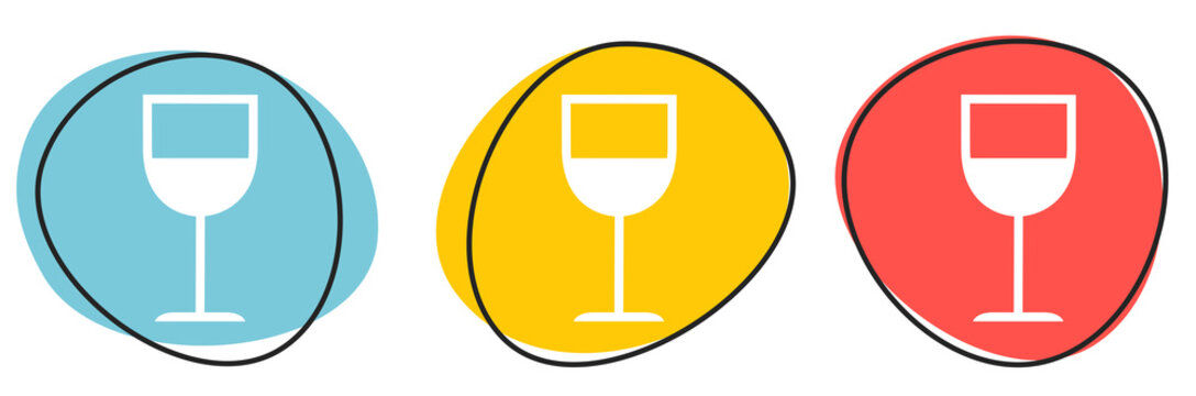 Button Banner f&uuml;r Website oder Business: Wein, Weinglas oder Cocktailbar