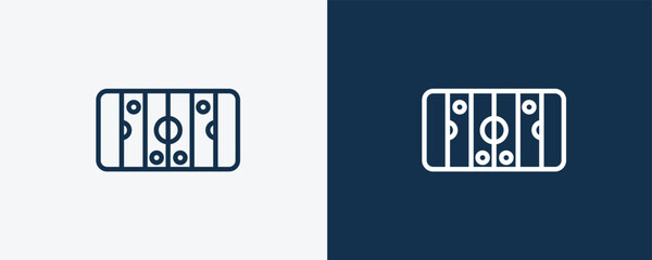 hockey arena icon. Outline hockey arena icon from sport and games collection. Linear vector isolated on white and dark blue background. Editable hockey arena symbol.
