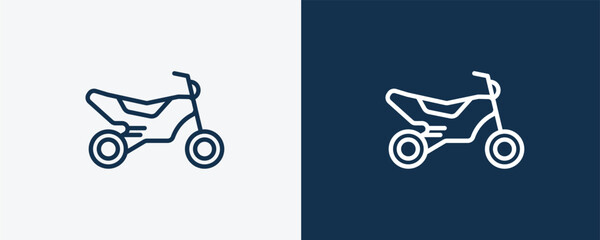 motocross icon. Outline motocross icon from sport and games collection. Linear vector isolated on white and dark blue background. Editable motocross symbol.