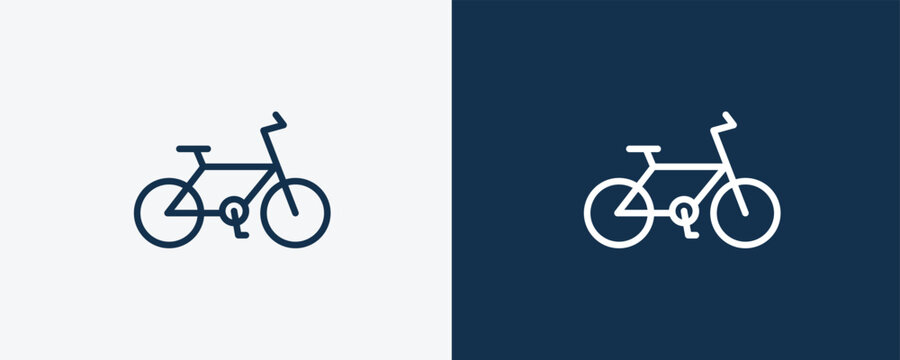 race bike icon. Outline race bike icon from sport and games collection. Linear vector isolated on white and dark blue background. Editable race bike symbol.