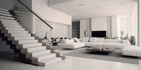 Fototapeta na wymiar Chic Modern Living Room Interior AI Generated