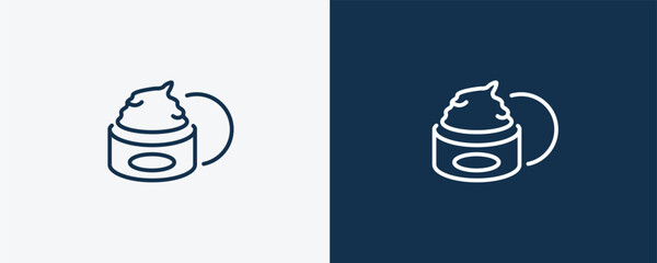 facial cream icon. Outline facial cream icon from beauty and elegance collection. Linear vector isolated on white and dark blue background. Editable facial cream symbol.