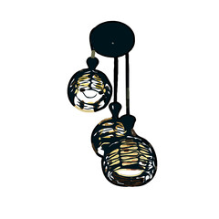 sketch of the color of a hanging decorative lamp with a transparent background