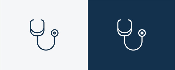 cardiology tool icon. Outline and filled cardiology tool icon from education and science collection. Linear vector isolated on white and dark blue background. Editable cardiology tool symbol.