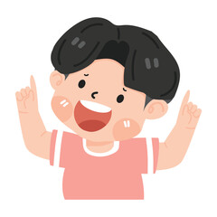 Kid boy pointing his finger upwards