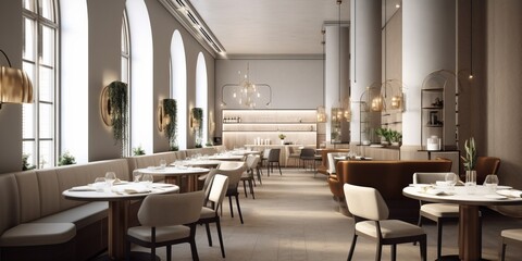 Sophisticated Modern Restaurant Interior AI Generated