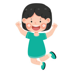 Obraz premium Cute girl happy jumping high in air