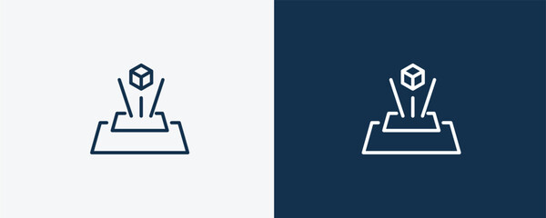 hologram icon. Outline hologram icon from automation and high tech collection. Linear vector isolated on white and dark blue background. Editable hologram symbol.