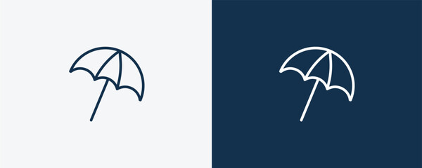 beach umbrella icon. Outline beach umbrella icon from hotel and restaurant collection. Linear vector isolated on white and dark blue background. Editable beach umbrella symbol. © Abstract