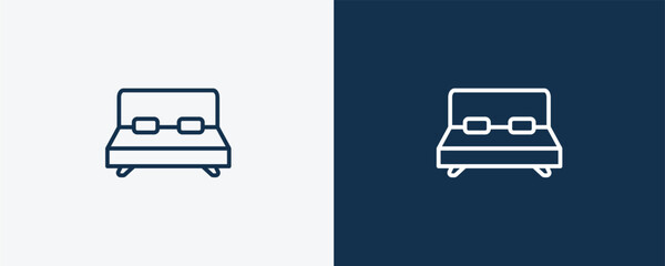 double bed icon. Outline double bed icon from hotel and restaurant collection. Linear vector isolated on white and dark blue background. Editable double bed symbol.