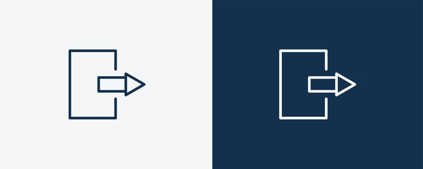 check out icon. Outline check out icon from hotel and restaurant collection. Linear vector isolated on white and dark blue background. Editable check out symbol.