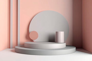 Minimal 3D room podium and abstract background showing an abstract geometric stage