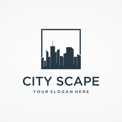 Healthy modern city skyline logo template design.Logo for business, property, building and architect.