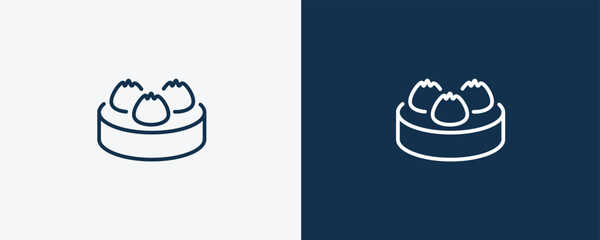 dim sum icon. Outline dim sum icon from hotel and restaurant collection. Linear vector isolated on white and dark blue background. Editable dim sum symbol.