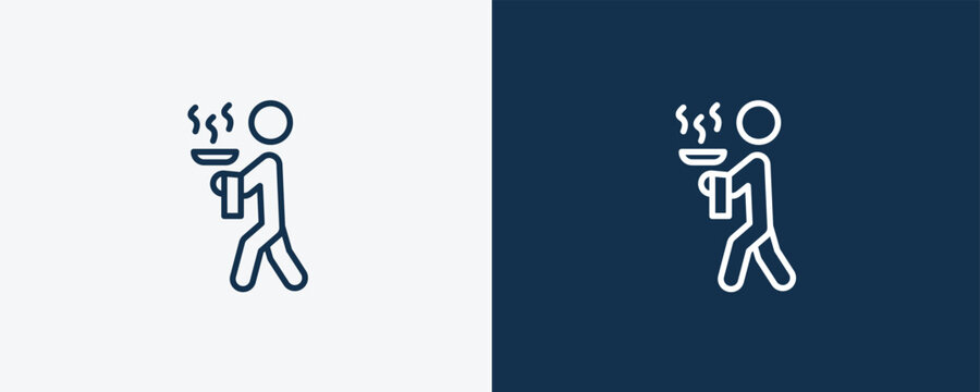 servant icon. Outline servant icon from hotel and restaurant collection. Linear vector isolated on white and dark blue background. Editable servant symbol.