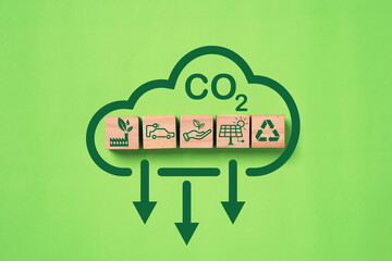 CO2 reducing icon ,Recycle ,Green factory ,Electric vehicle for decrease carbon dioxide emission...
