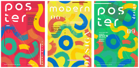 Art posters for the exhibition of classical and contemporary painting, sculpture and music. Hand illustrations, plaster bust, statues and abstract shapes, spots and lines. Drawings for poster.