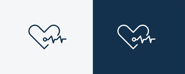 cardiology icon. Outline cardiology icon from health and medical collection. Linearvector isolated on white and dark blue background. Editable cardiology symbol.