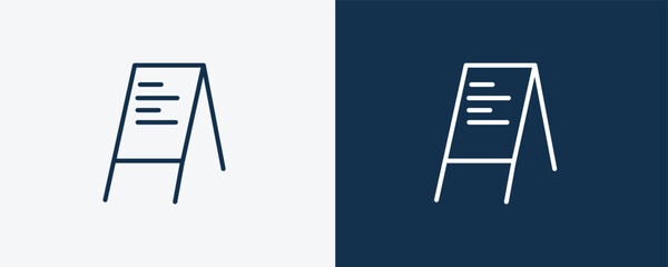 flip chart icon. Outline flip chart, business icon from education collection. Linear vector isolated on white and dark blue background. Editable flip chart symbol.