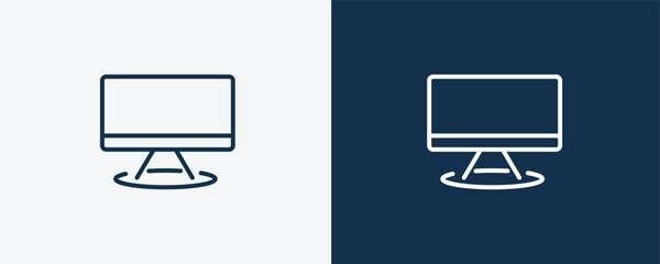 computers icons. Outline computers, button icon from computer and tech collection. Linear vector isolated on white and dark blue background. Editable computers symbol.