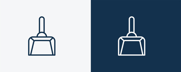 wiping dustpan icon. Outline wiping dustpan, home icon from cleaning collection. Linear vector isolated on white and dark blue background. Editable wiping dustpan symbol.