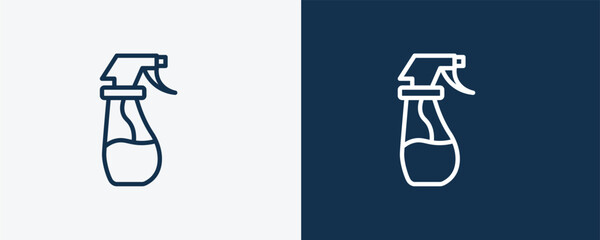 wiping sprayer tool icon. Outline wiping sprayer tool, hygiene icon from cleaning collection. Linear vector isolated on white and dark blue background. Editable wiping sprayer tool symbol.