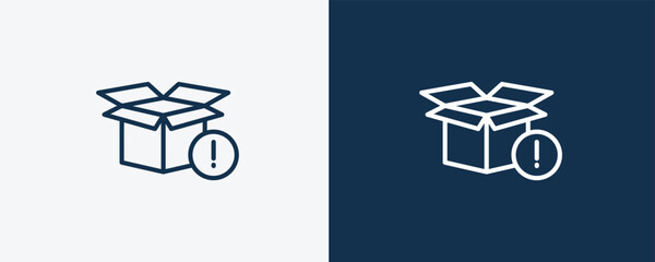 empty box icon.Outline empty box icon from business collection. Linear isolated on white and dark blue background. Editable empty box symbol.