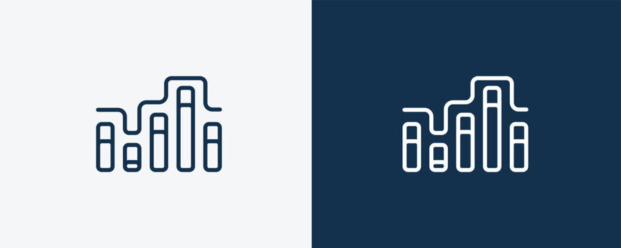 graphic progression icon.Outline graphic progression icon from business collection. Linear isolated on white and dark blue background. Editable graphic progression symbol.