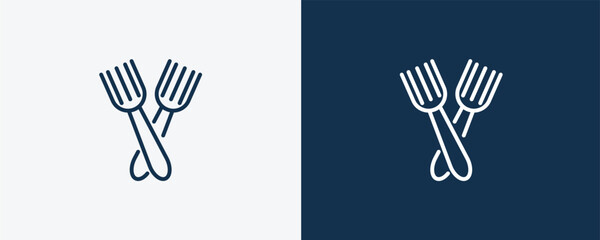 salad fork icon. Outline salad fork icon from restaurant collection. Linear vector isolated on white and dark blue background. Editable salad fork symbol.